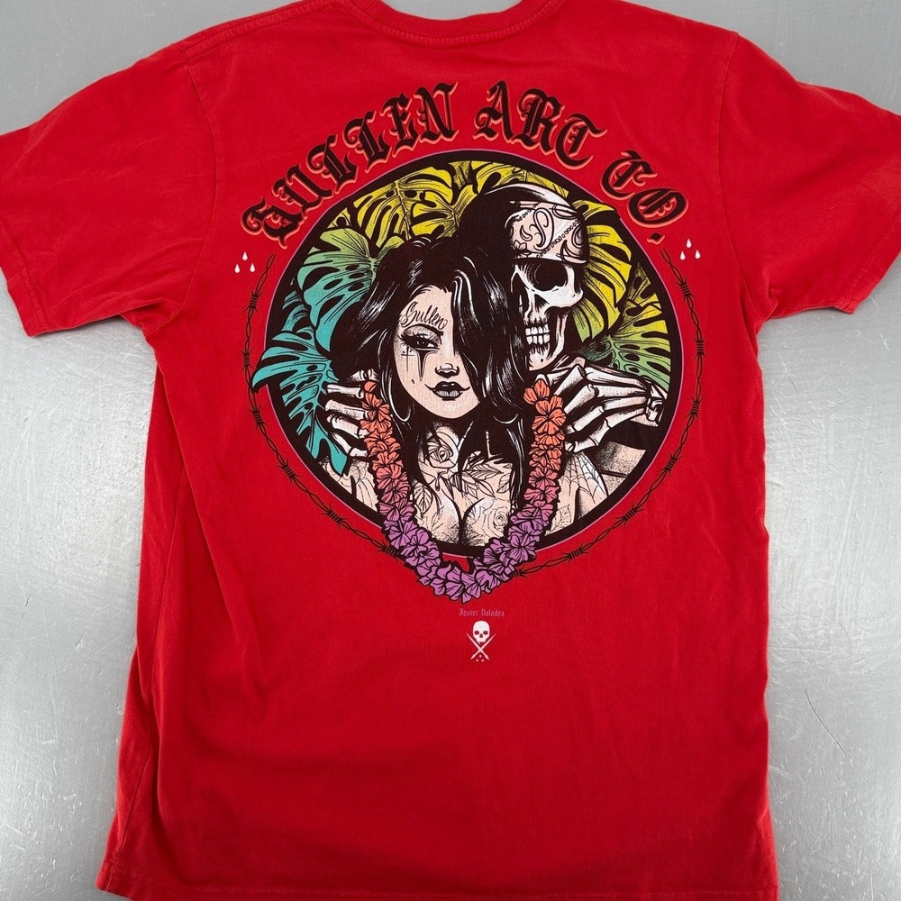 Sullen Art Co Javier Valades Artist Series Red Graphic T-Shirt Mens Tattoo Art
